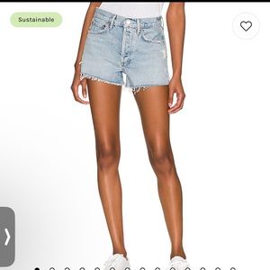 Agolde Light Blue Parker Distressed Denim Jean Shorts